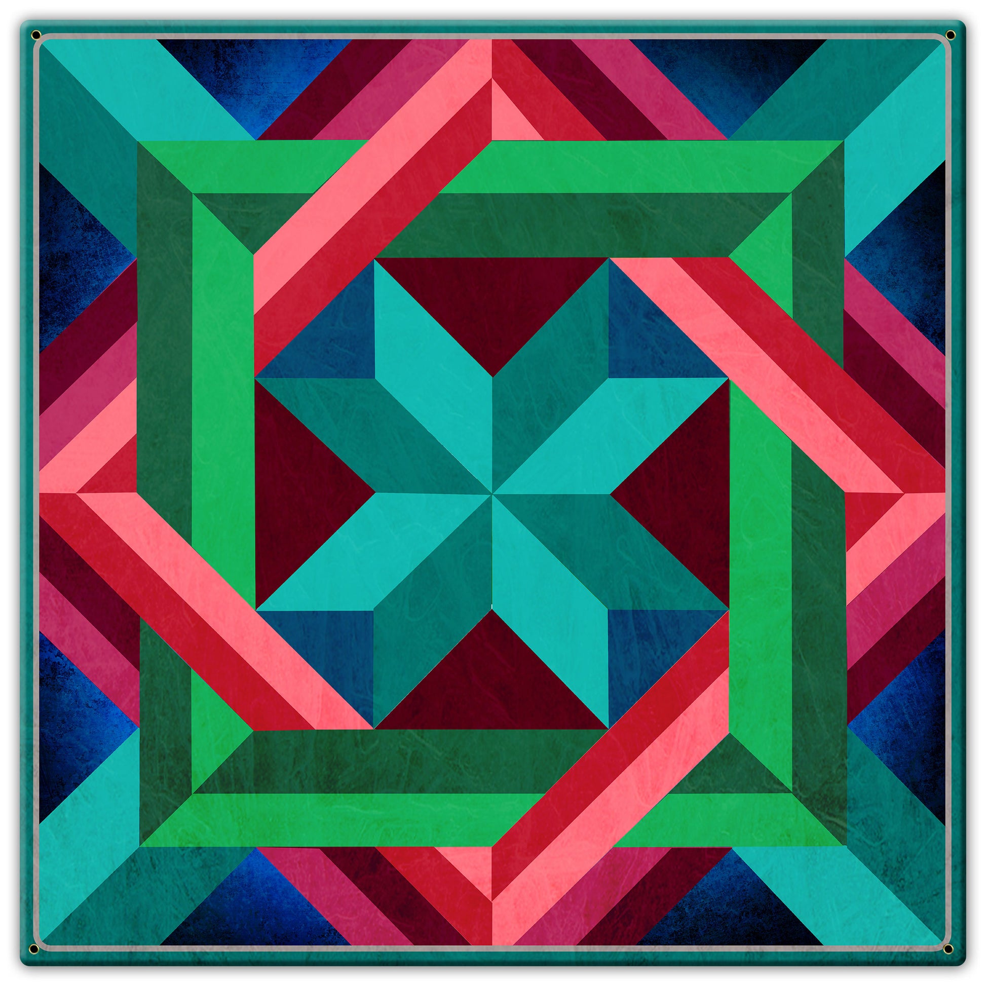 Box In Box Aqua Magenta Metal Sign 30in X 30in