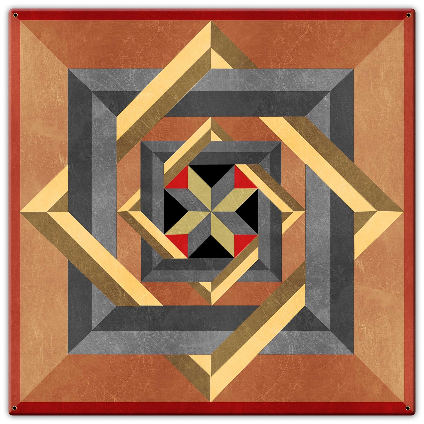 Box N Box N box Red Beige Metal Sign 30in X 30in