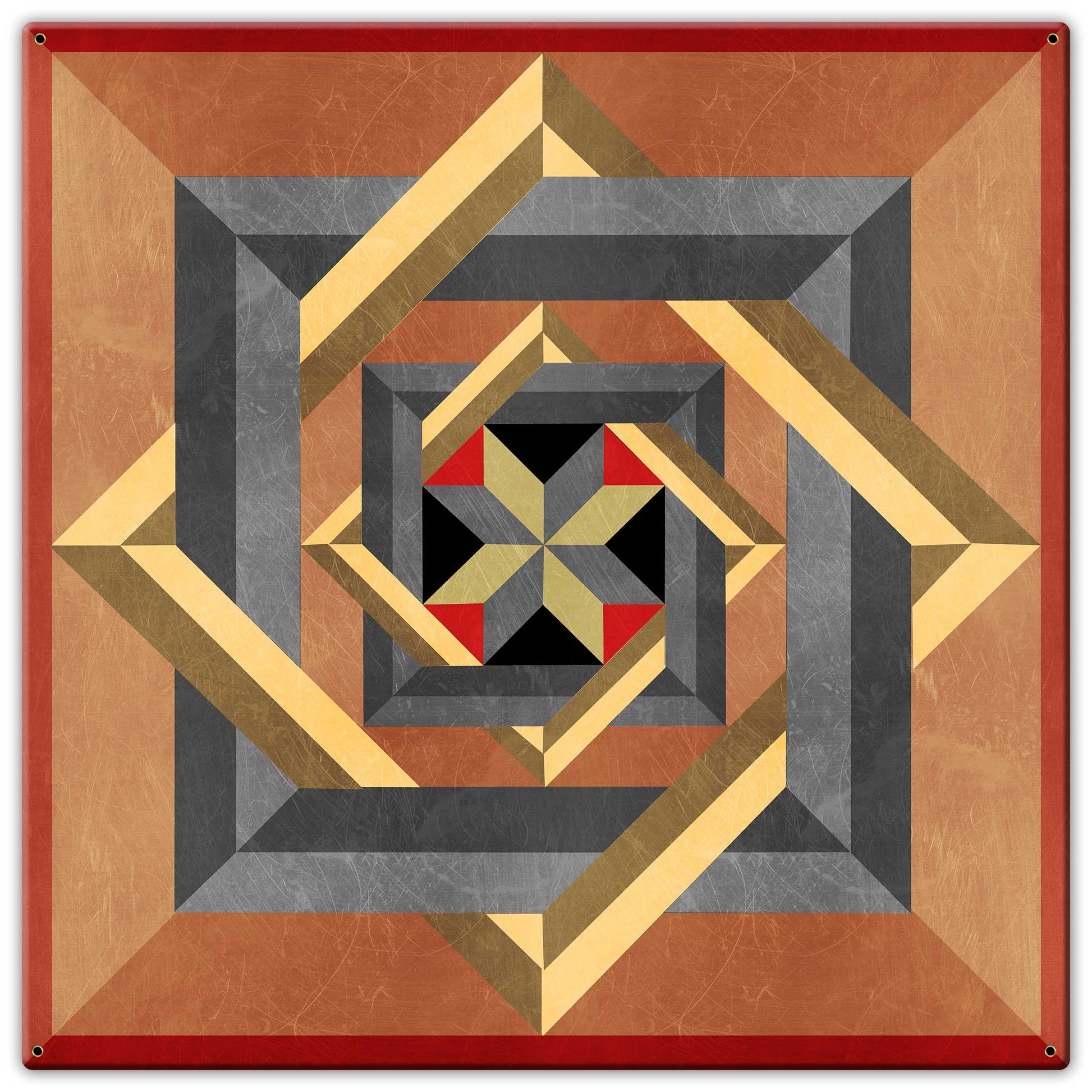 Box N Box N box Red Beige Metal Sign 30in X 30in