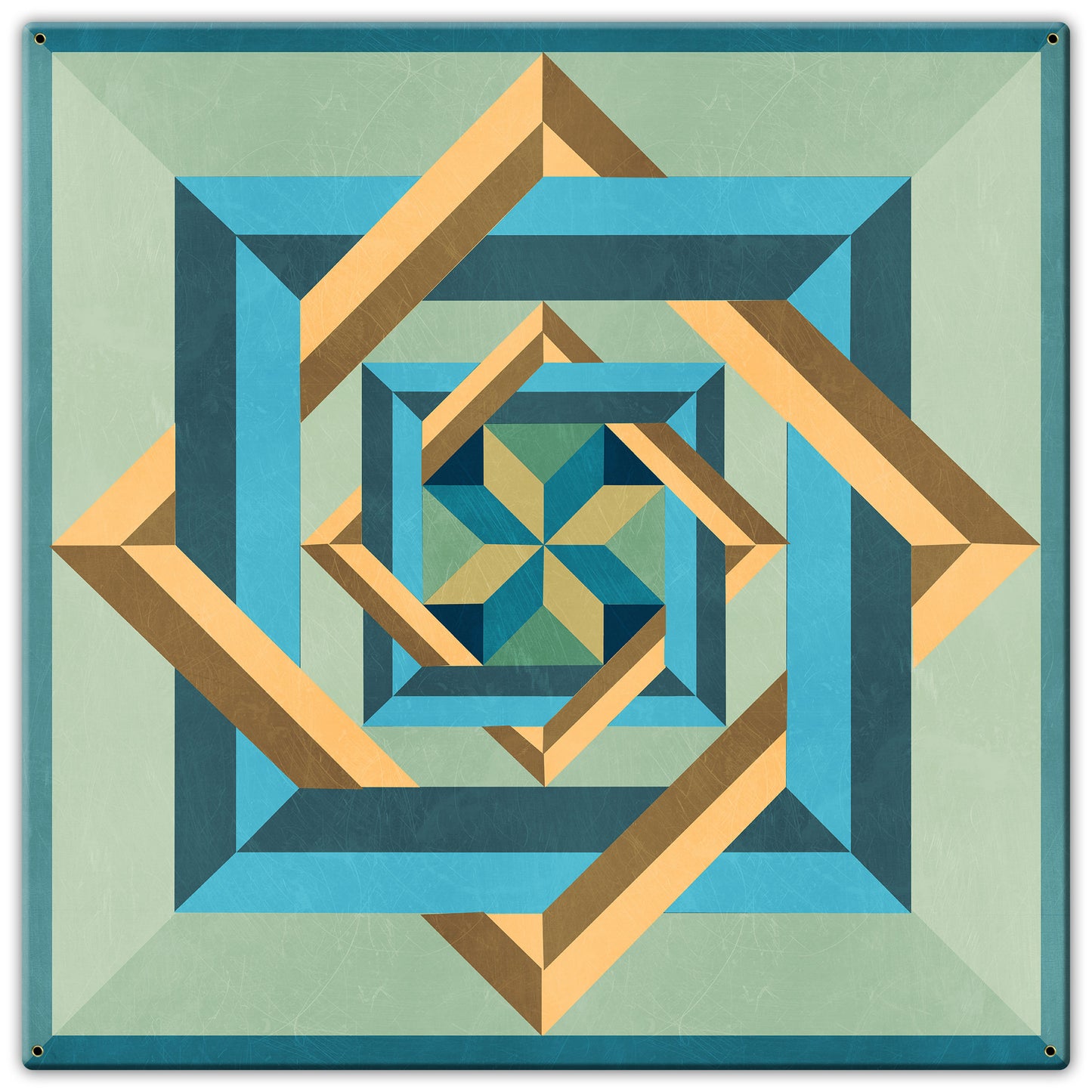 Box N Box N Box Blue Green Beige Metal Sign 30in X 30in