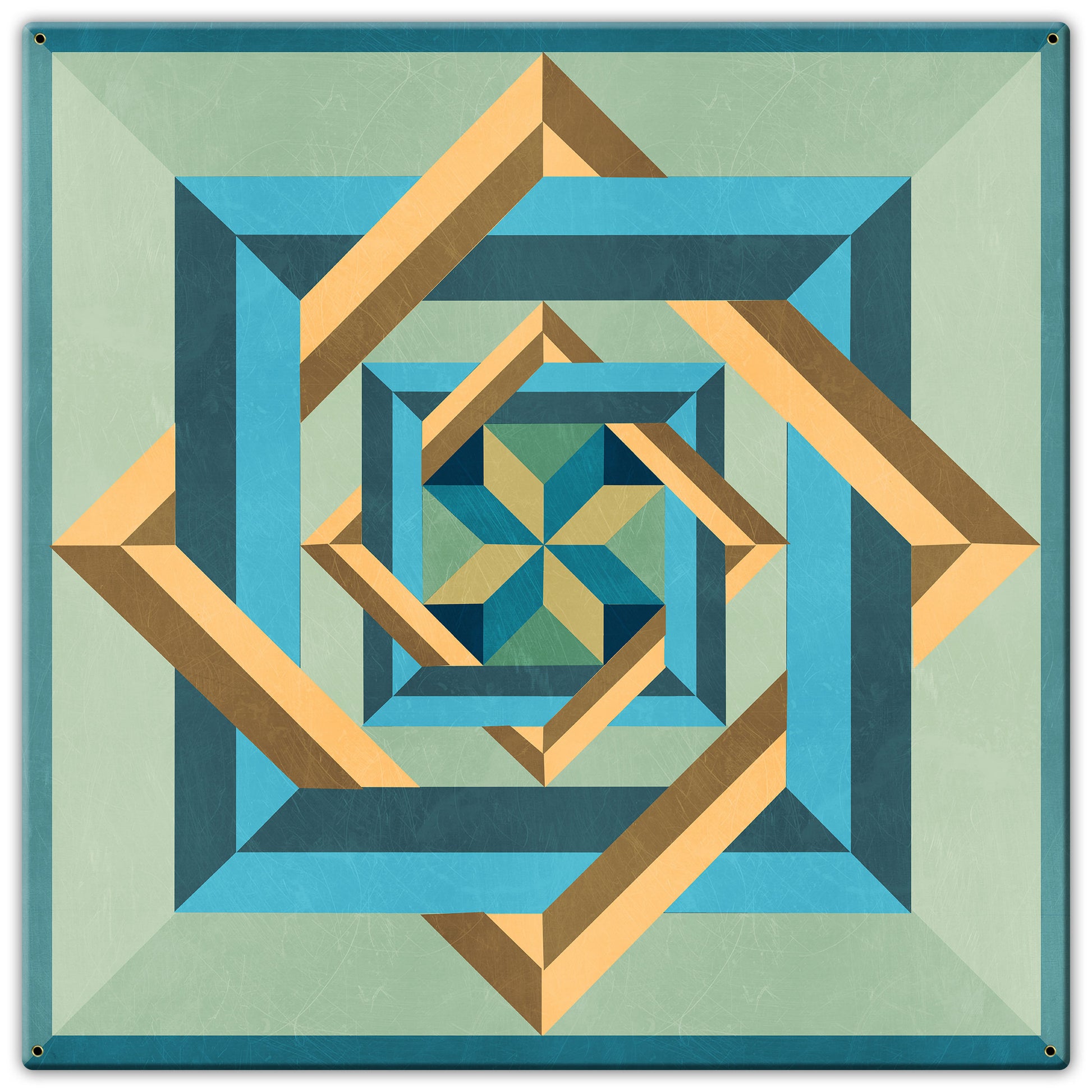 Box N Box N Box Blue Green Beige Metal Sign 30in X 30in