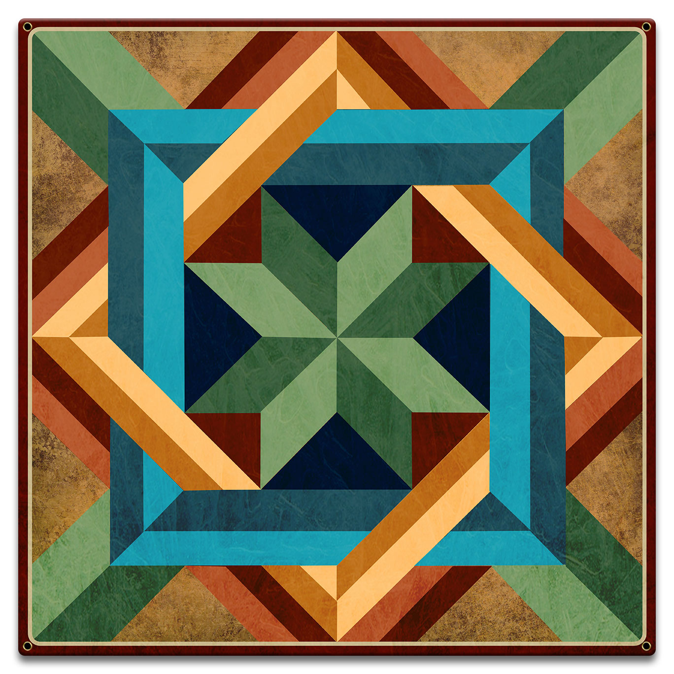 Box In Box Dark Earth Metal Sign 18in X 18in