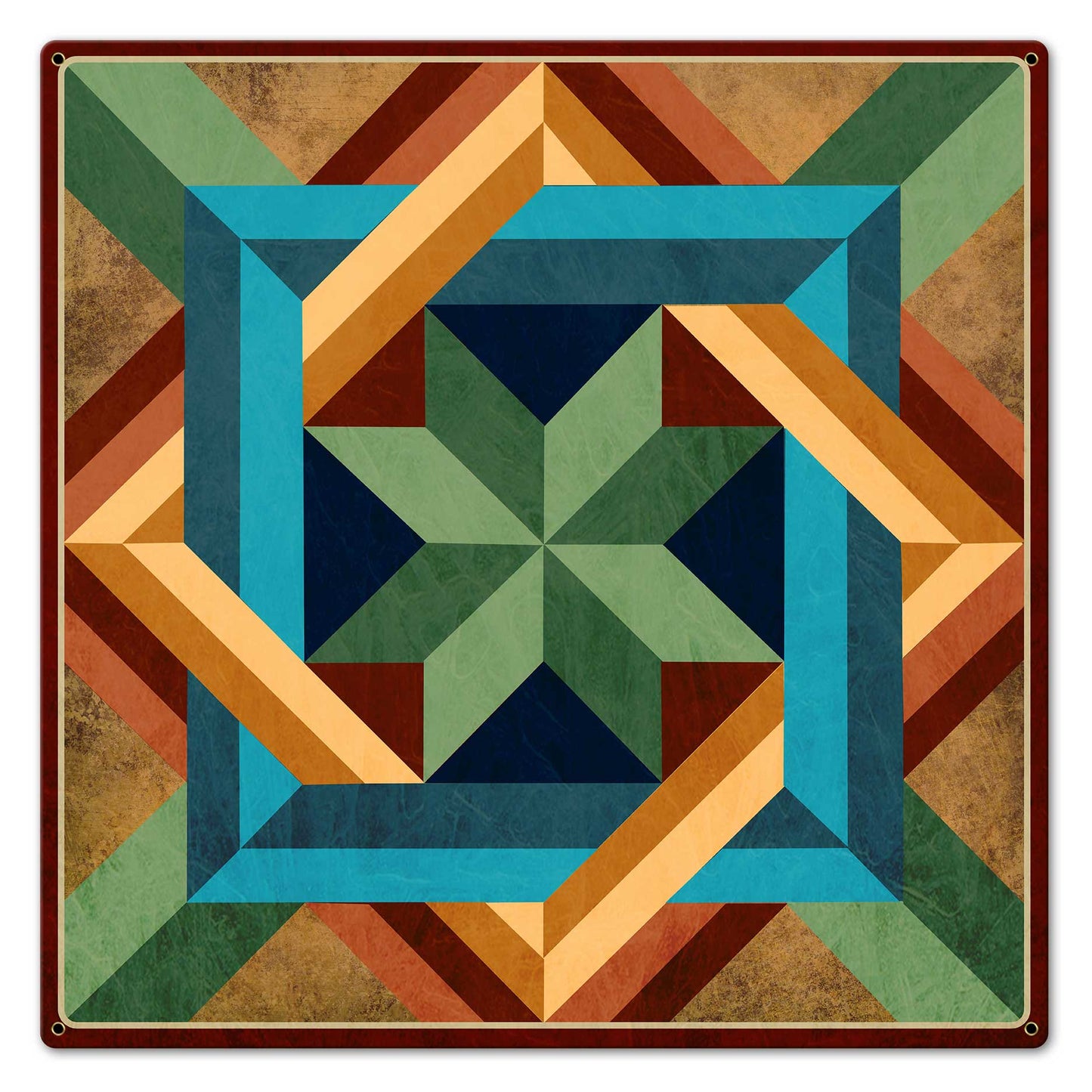 Box In Box Dark Earth Metal Sign 24in X 24in