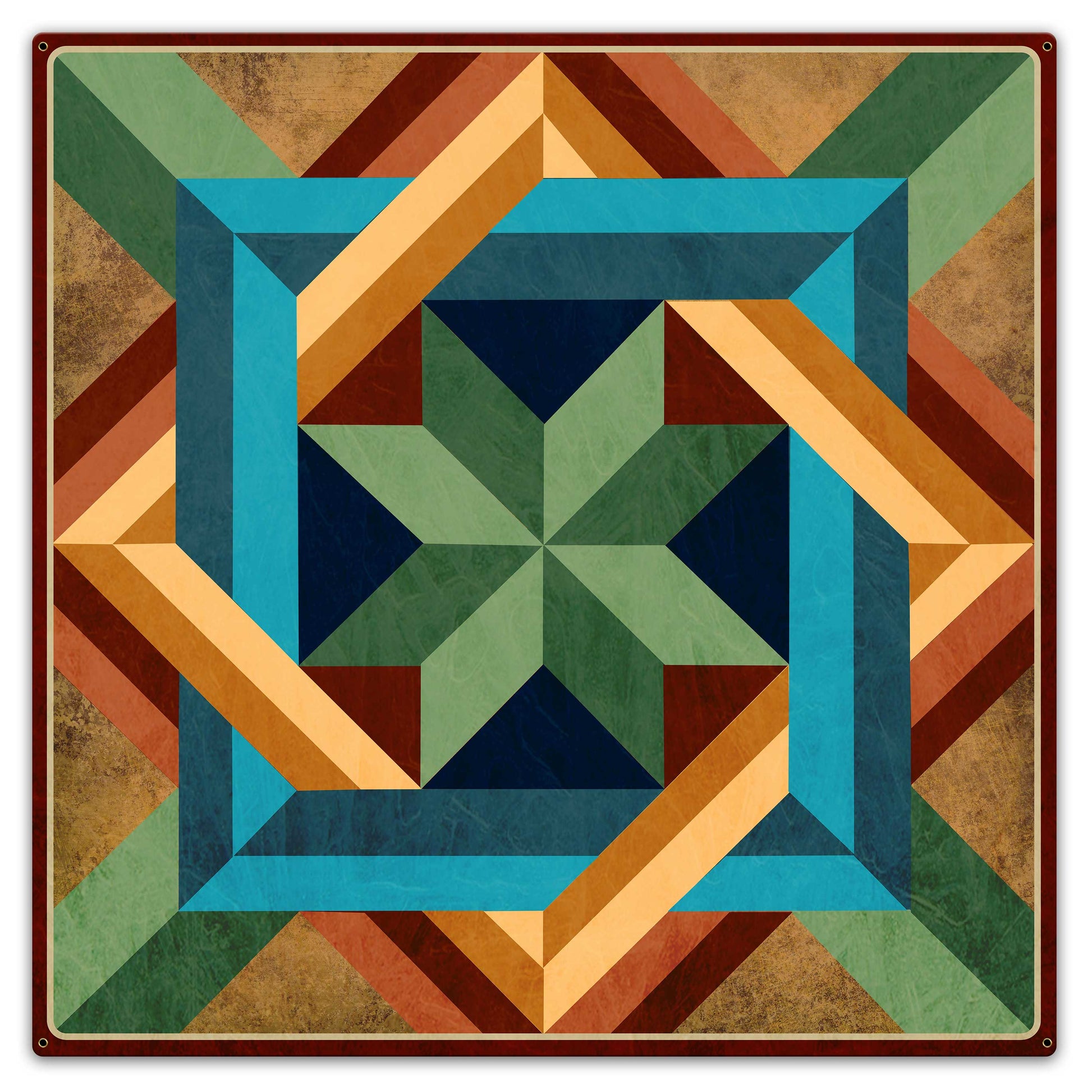 Box In Box Dark Earth Metal Sign 36in X 36in