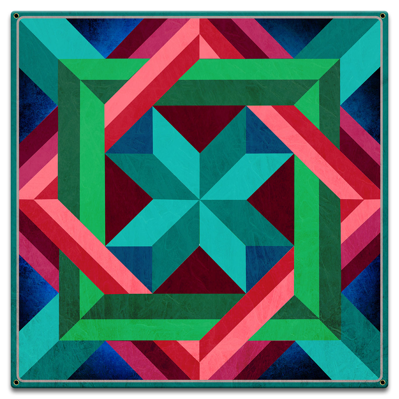 Box N Box Aqua Magenta Metal Sign 18in X 18in