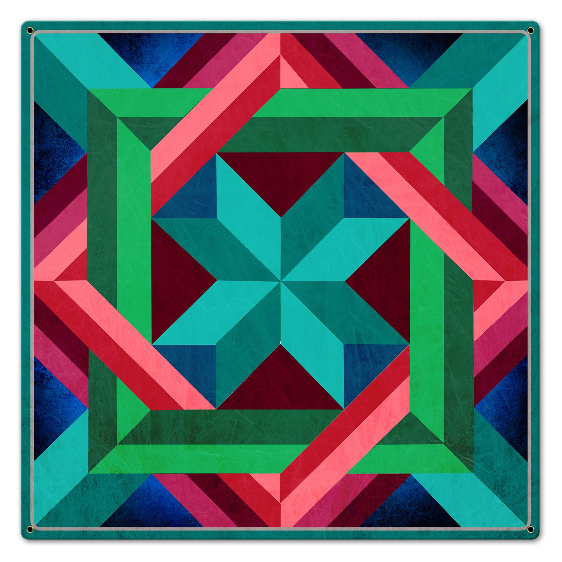 Box N Box Aqua Magenta Metal Sign 24in X 24in