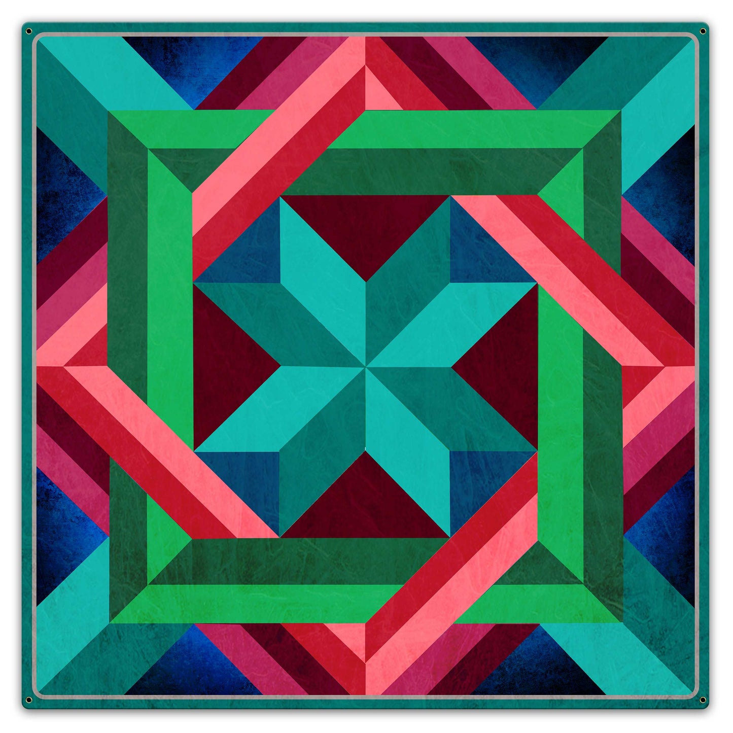 Box N Box Aqua Magenta Metal Sign 36in X 36in