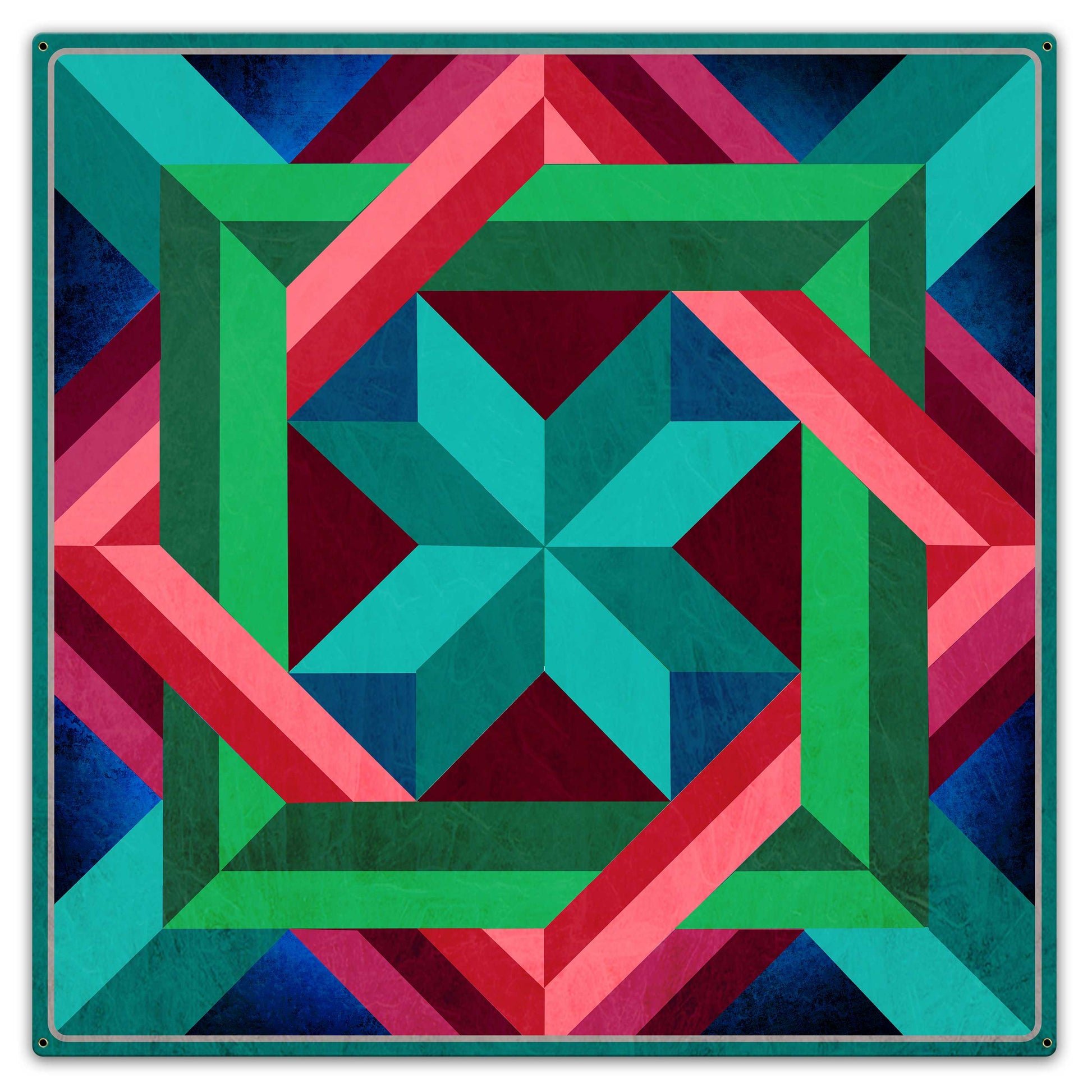 Box N Box Aqua Magenta Metal Sign 36in X 36in