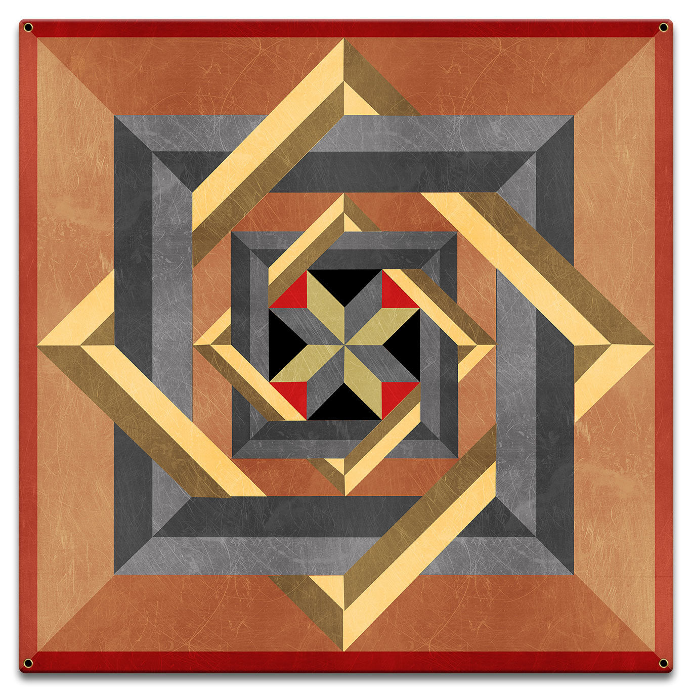 Box N Box N Box Red Beige Metal Sign 18in X 18in