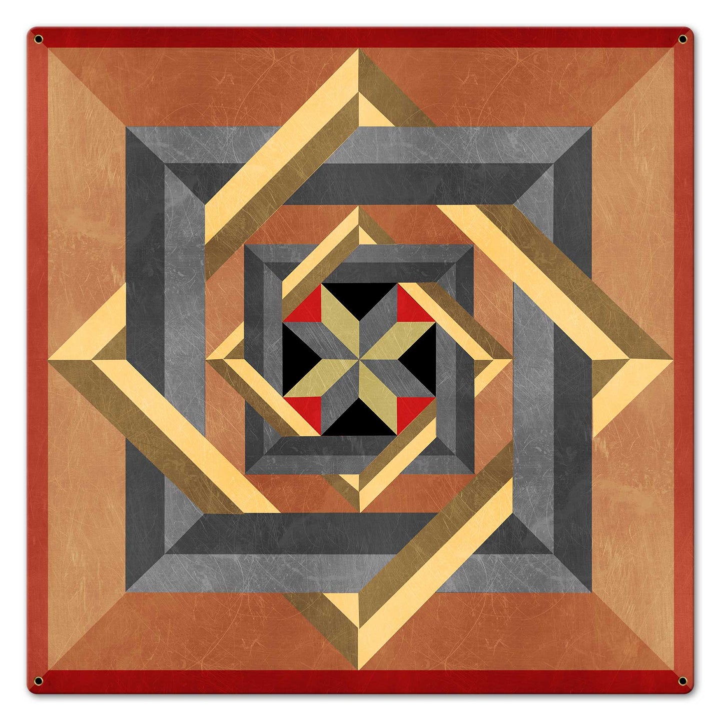 Box N Box N Box Red Beige Metal Sign 24in X 24in