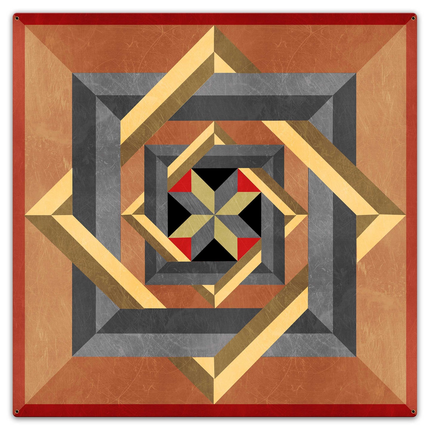 Box N Box N Box Red Beige Metal Sign 36in X 36in