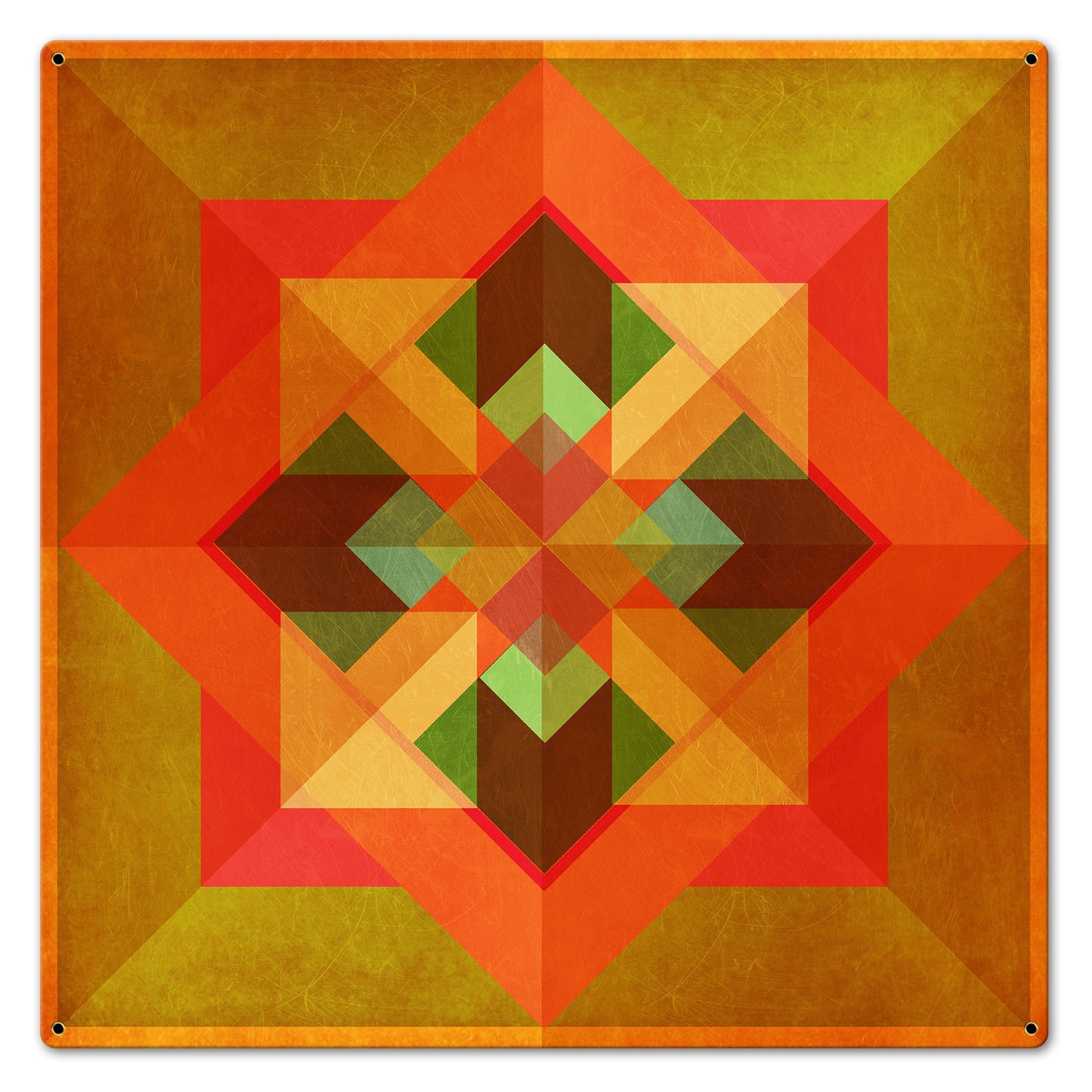 Squares N Arrows Orange Metal Sign 24in X 24in