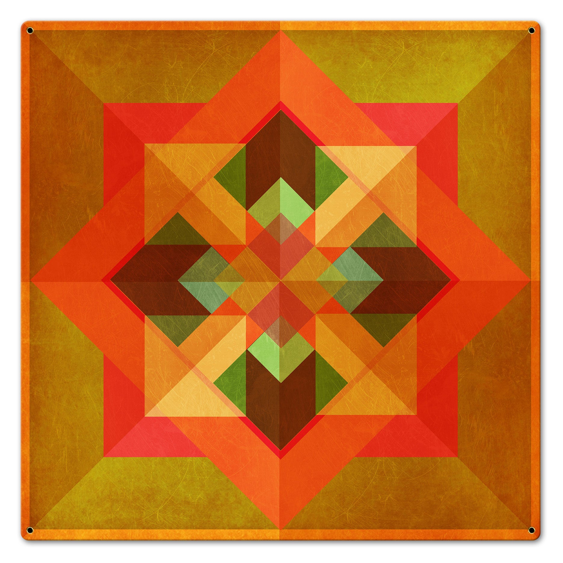 Squares N Arrows Orange Metal Sign 24in X 24in