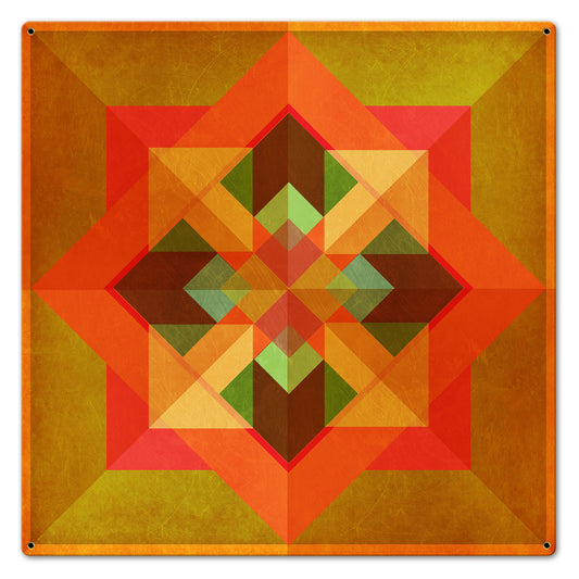 Squares N Arrows Orange Metal Sign 24in X 24in