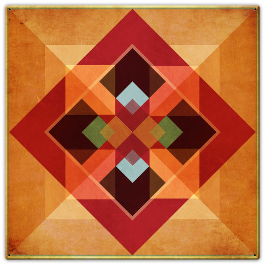 Squares and Arrows Earth tones Metal Sign 30in X 30in