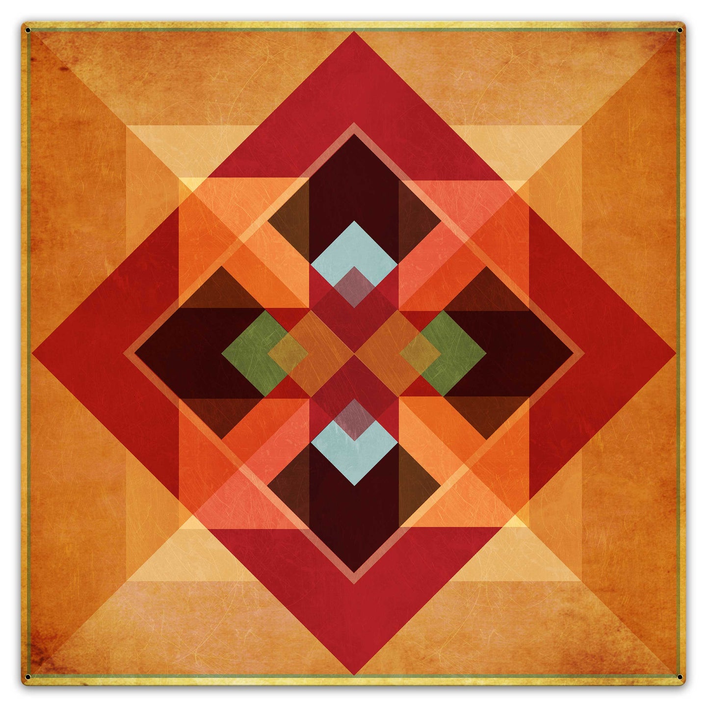 Squares and Arrows Earth tones Metal Sign 36in X 36in