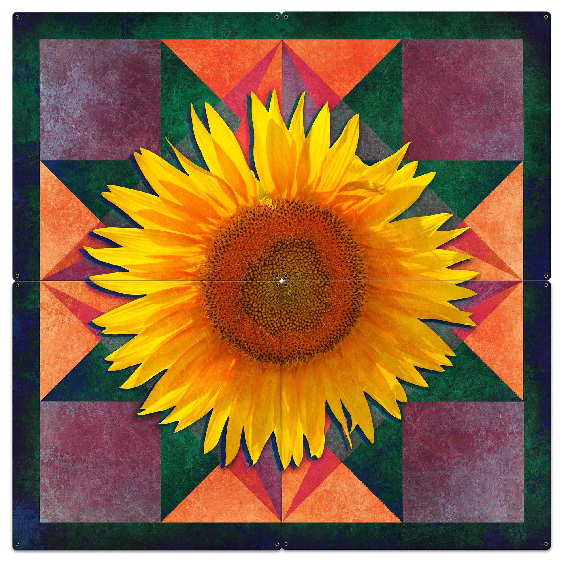 Sunflower Four Corners 4pcs Metal Sign 42in X 42in