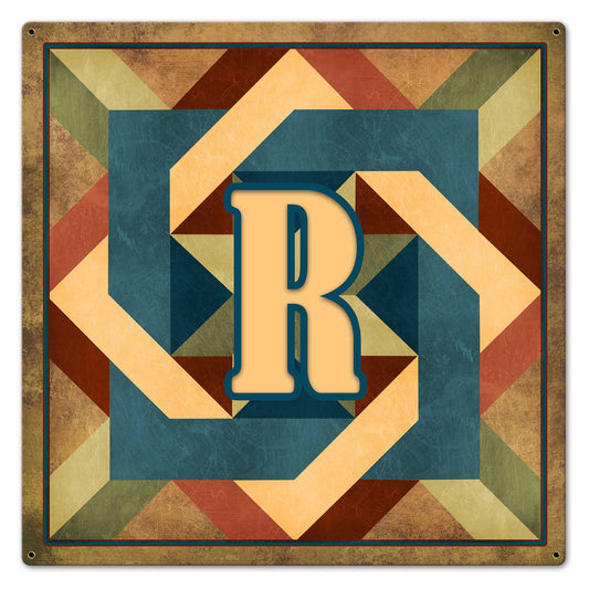 Box In Box Earth tones Metal Sign 24in X 24in Personalized