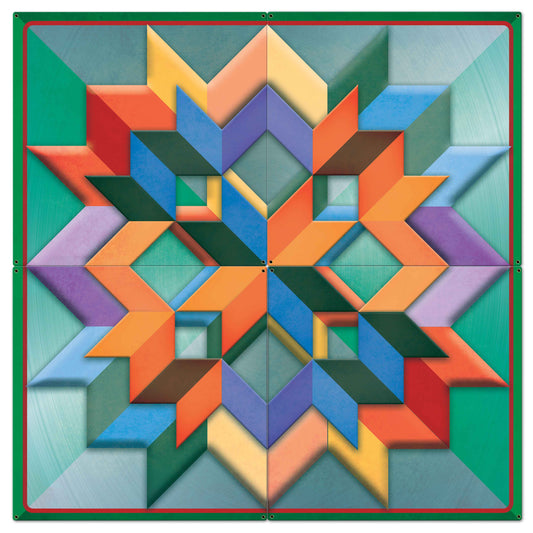 BOX PATTERN GREEN LIGHT 4PCS Metal Sign 48in X 48in