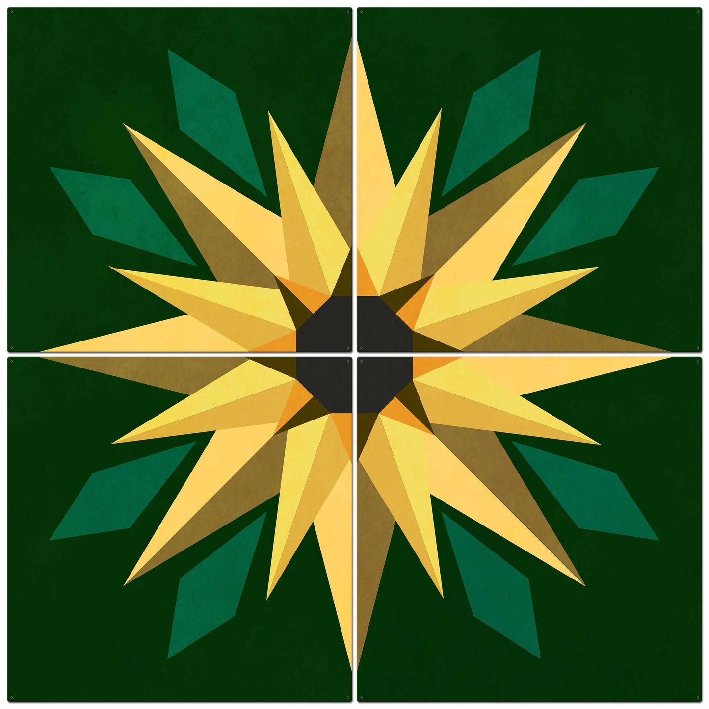 Sunflower Green Background 4pcs Metal Sign 72in X 72in