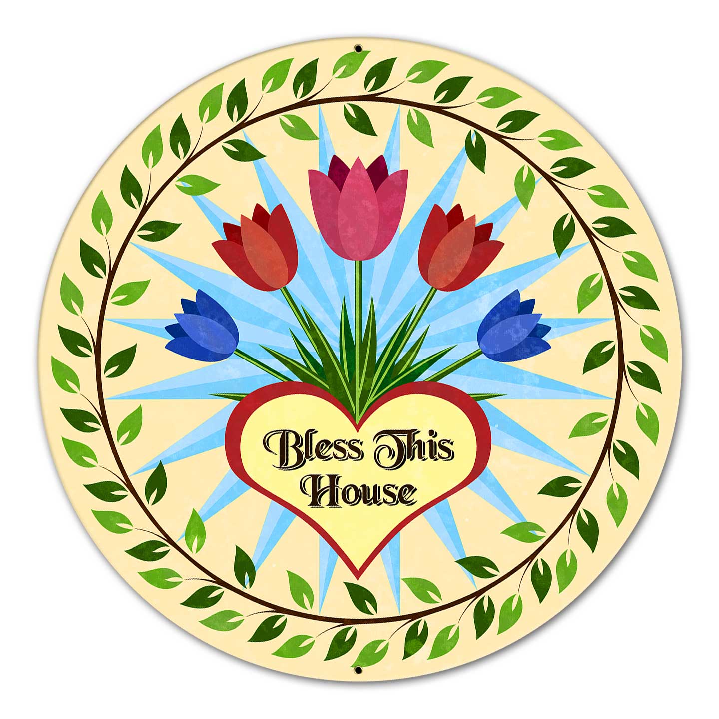 Tulips Hex Metal Sign 18in X 18in