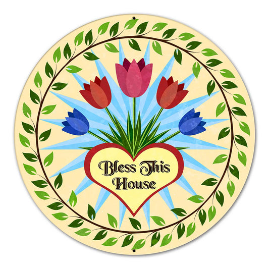 Tulips Hex Metal Sign 18in X 18in