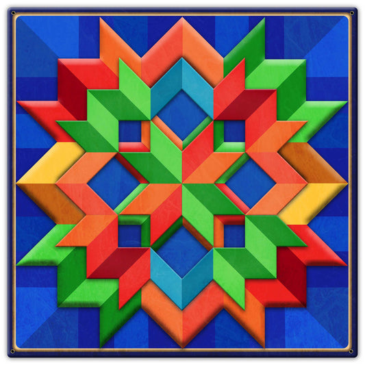 Blue Orange Green Box Pattern Metal Sign 30in X 30in