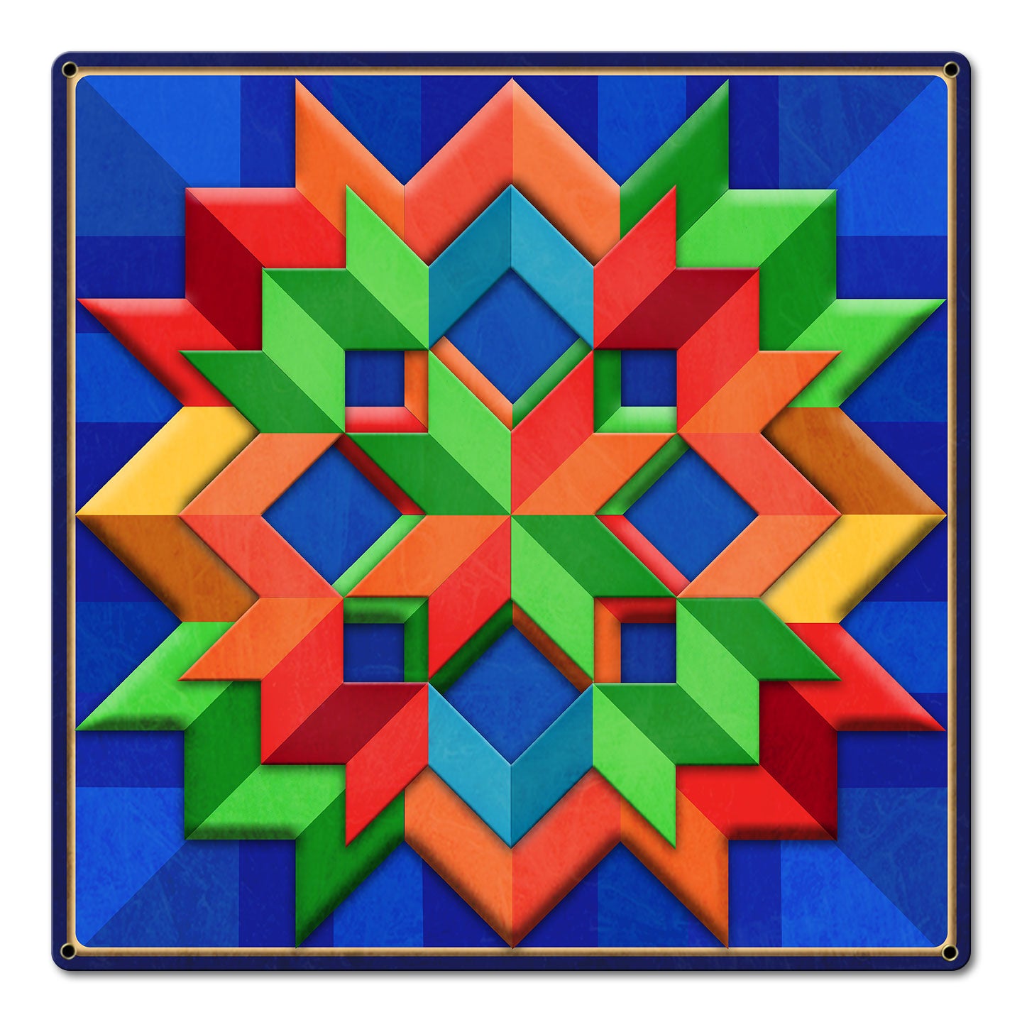 Blue Orange Green Box Pattern Metal Sign 18in X 18in