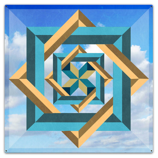 Box In Box In Box Blue Sky Metal Sign 36in X 36in