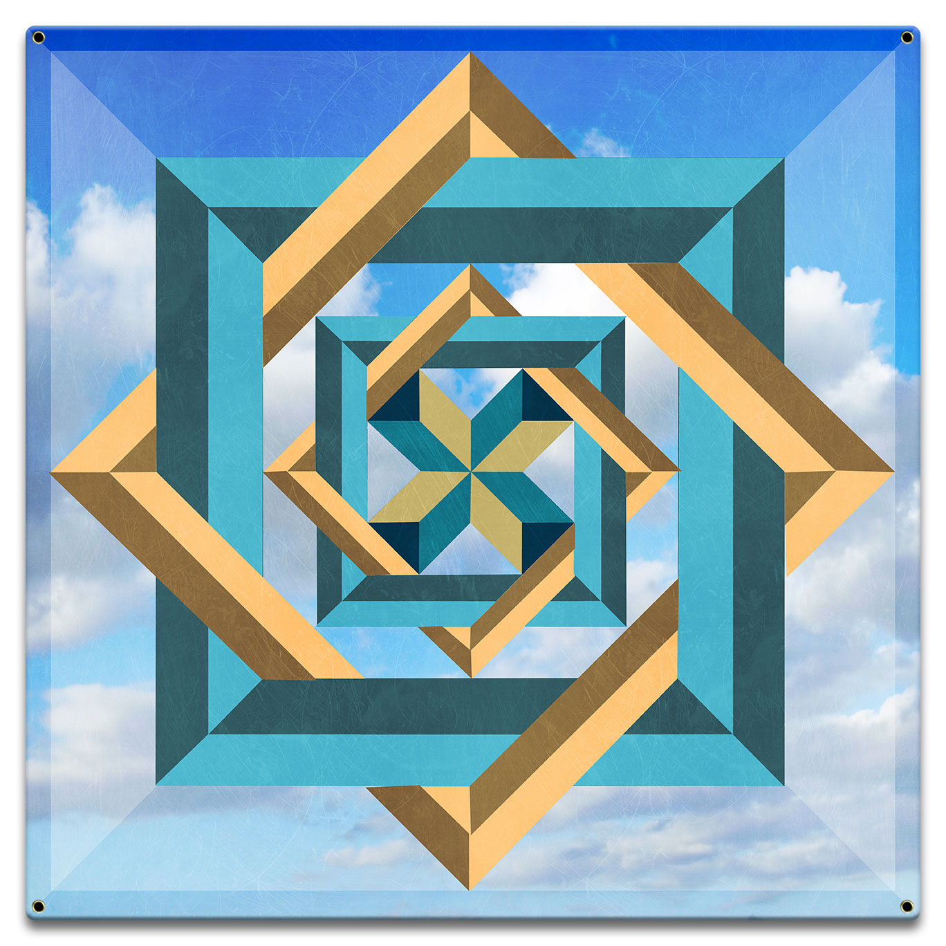 Box In Box In Box Blue Sky Metal Sign 18in X 18in