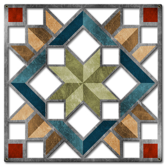 Carpenters Wheel Cut out Earth tones Metal Sign 30in X 30in