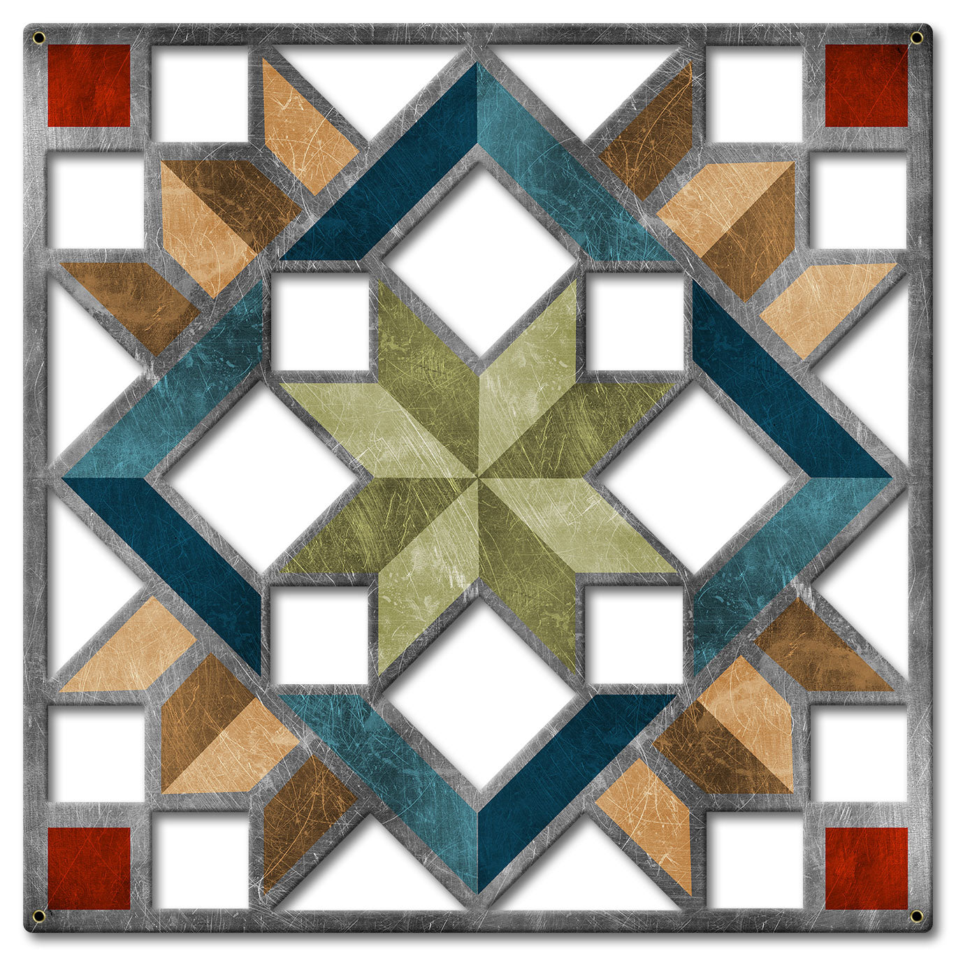 Carpenters Wheel Cut out Earth tones Metal Sign 36in X 36in