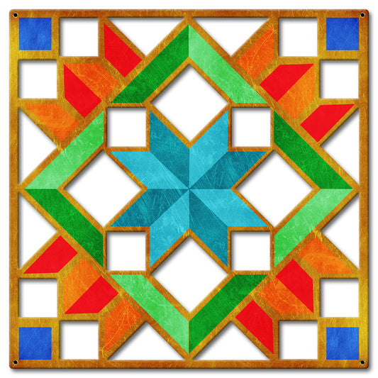 Carpenters Wheel Cut out YGBR Metal Sign 24in X 24in