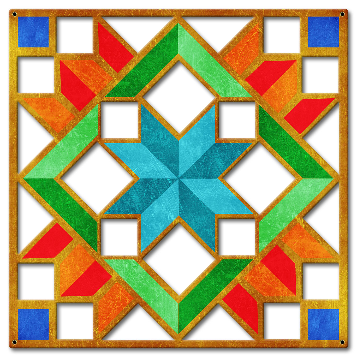 Carpenters Wheel Cut out YGBR Metal Sign 30in X 30in