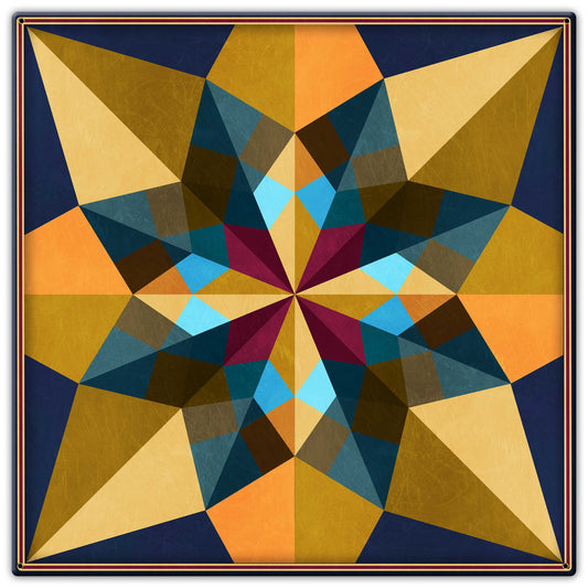 Blue and Earth Tone Quilt Metal Sign 18in X 18in