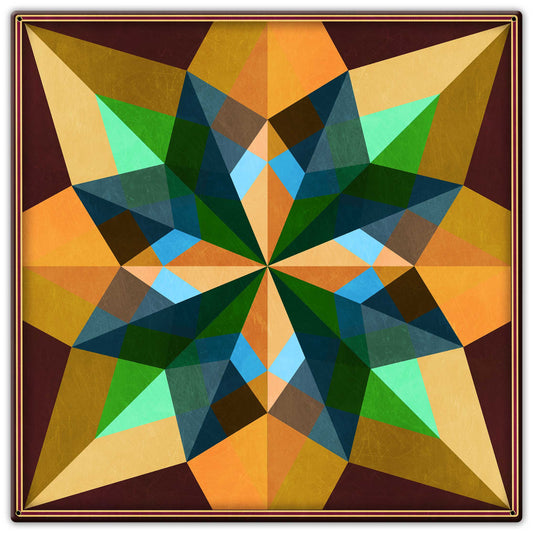 Burgundy Earth Tone Quilt Metal Sign 18in X 18in