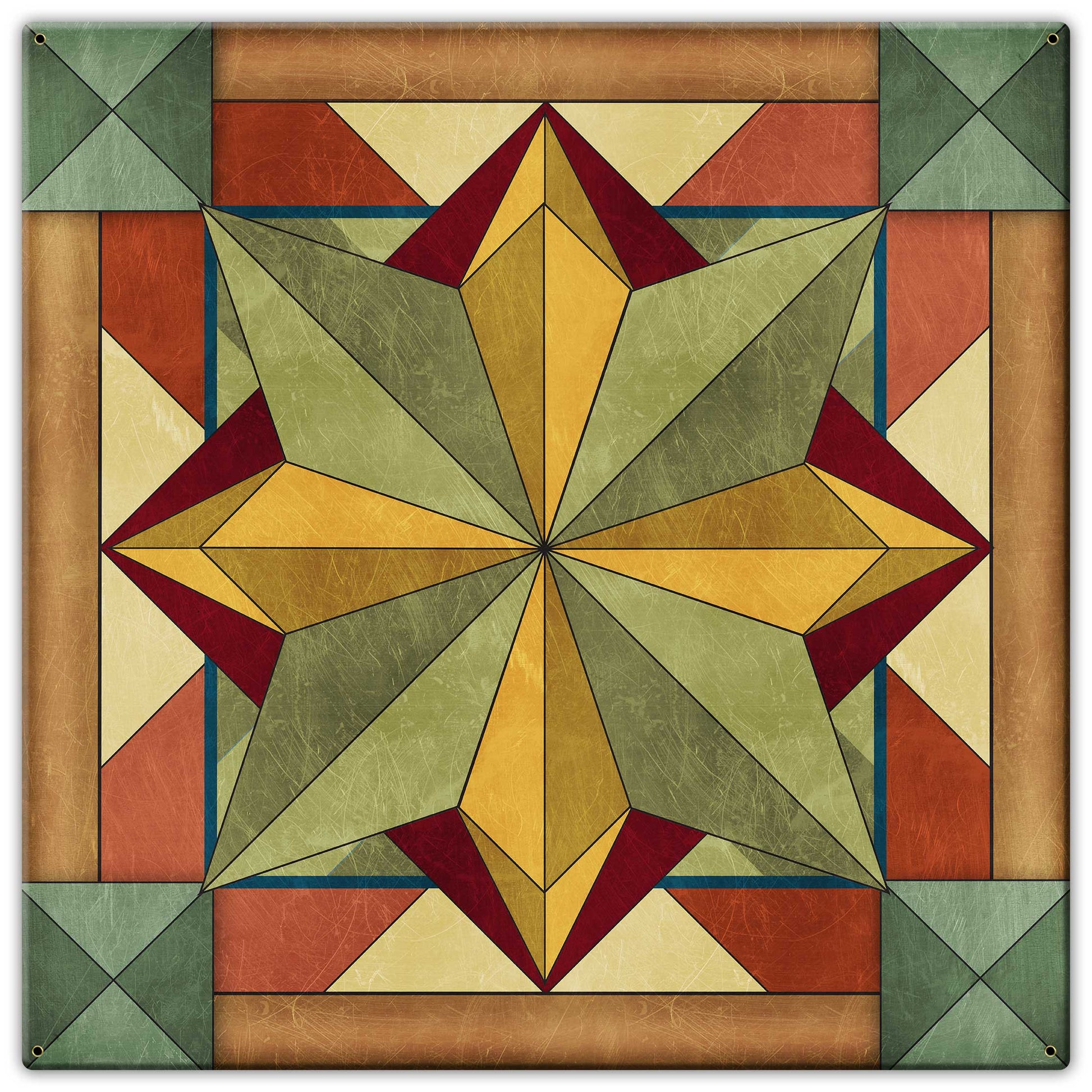 8 Point Quilt Desert Tones Metal Sign 24in X 24in