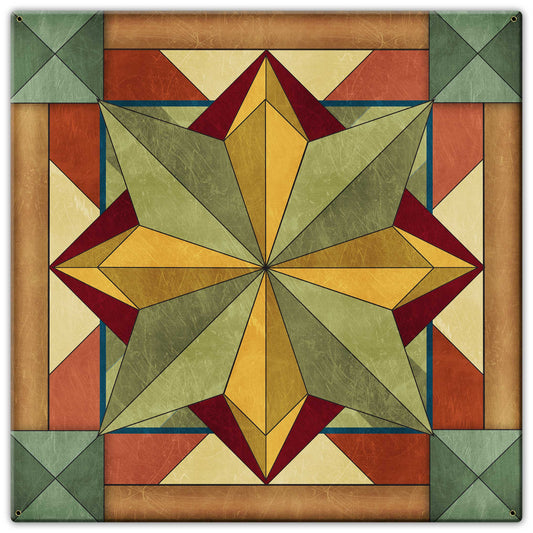 8 Point Quilt Desert Tones Metal Sign 24in X 24in