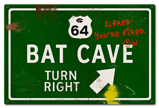 Bat Cave Grunge Road Sign