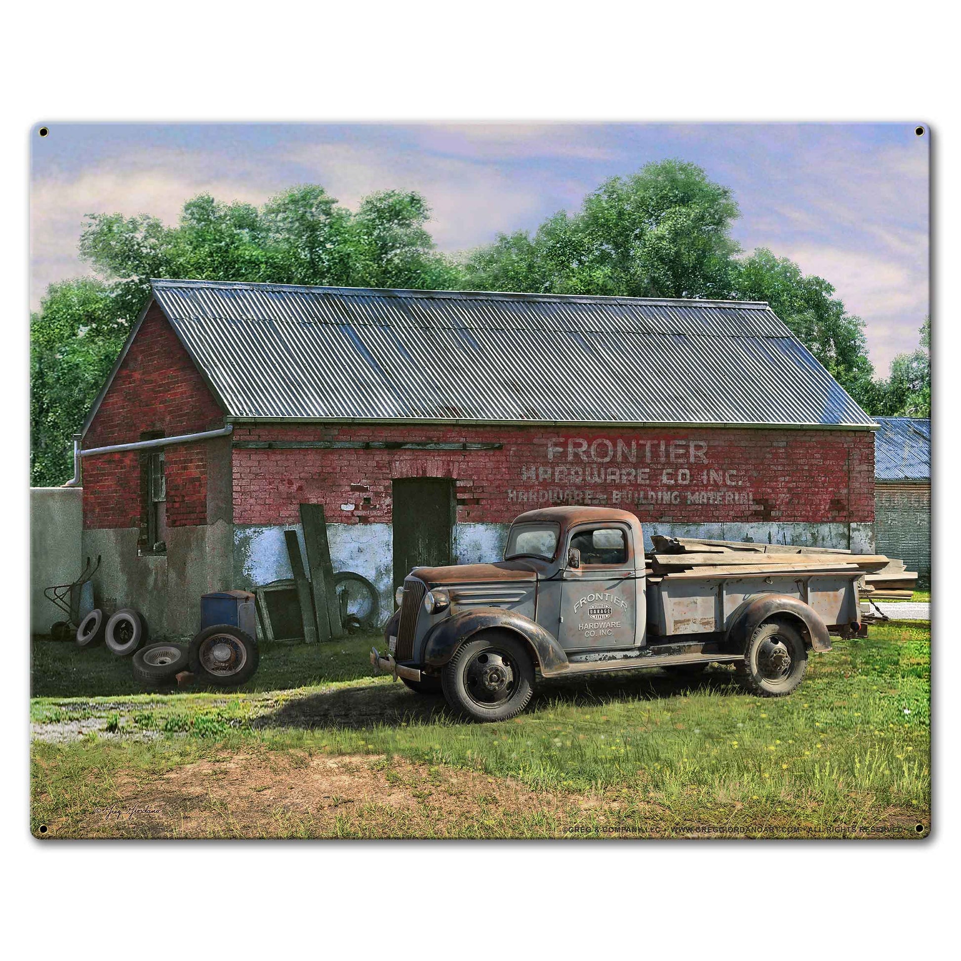Frontier Truck 30 X 24 vintage metal sign