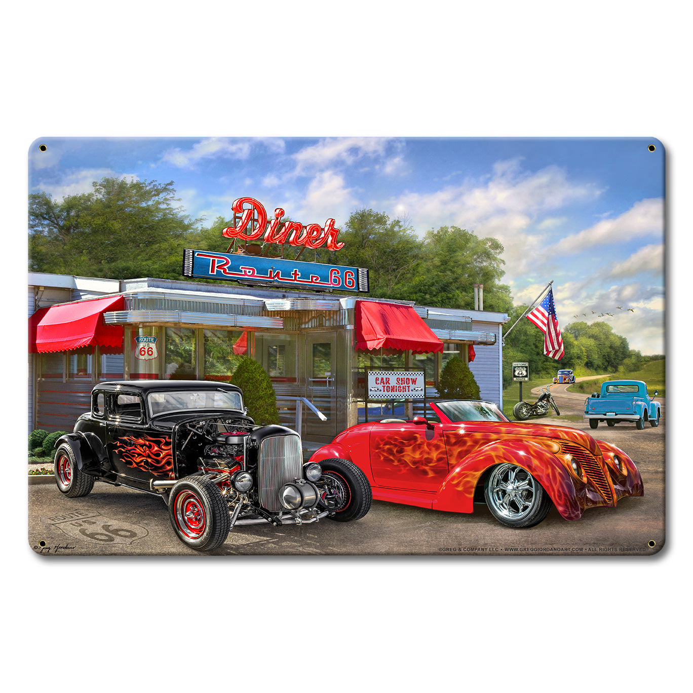 Nostalgic America Diner Metal Sign 18in X12in