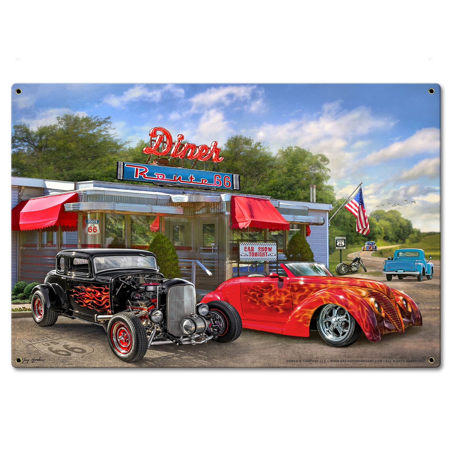 Nostalgic America Diner Metal Sign 24in X16in