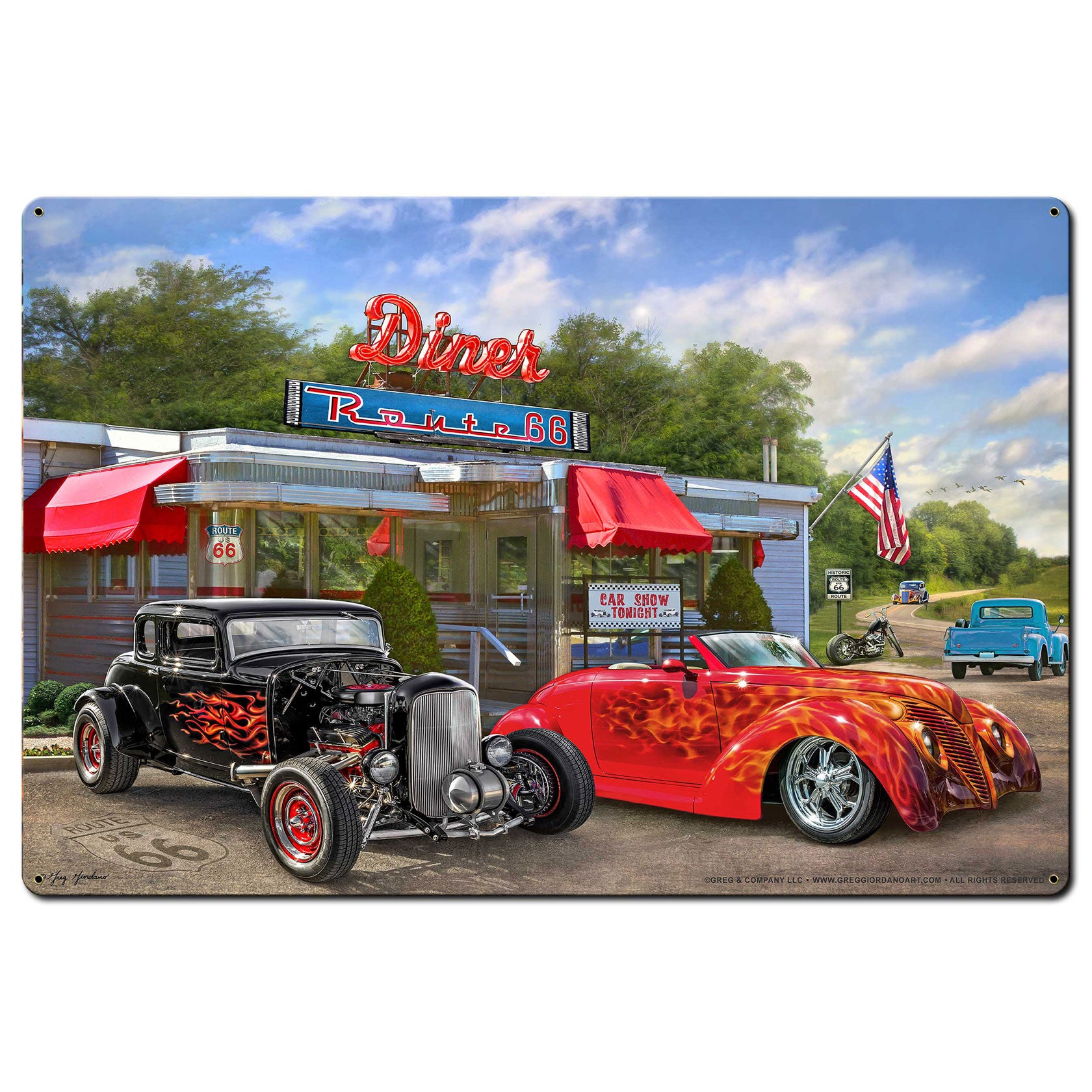 Nostalgic America Diner Metal Sign 36in X24in