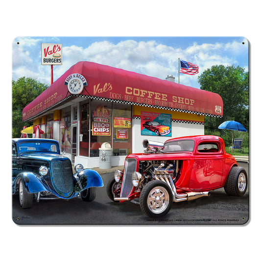 Val's Nostalgic America Metal Sign 15in X12in
