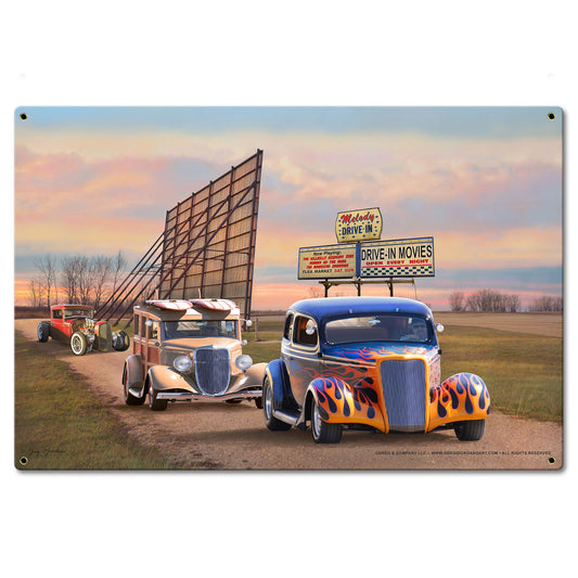 Drive In Metal Sign 24in X16in