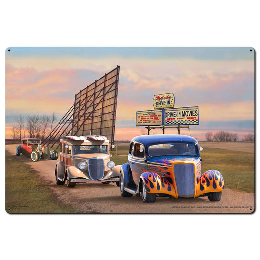 Drive In Metal Sign 36in X24in