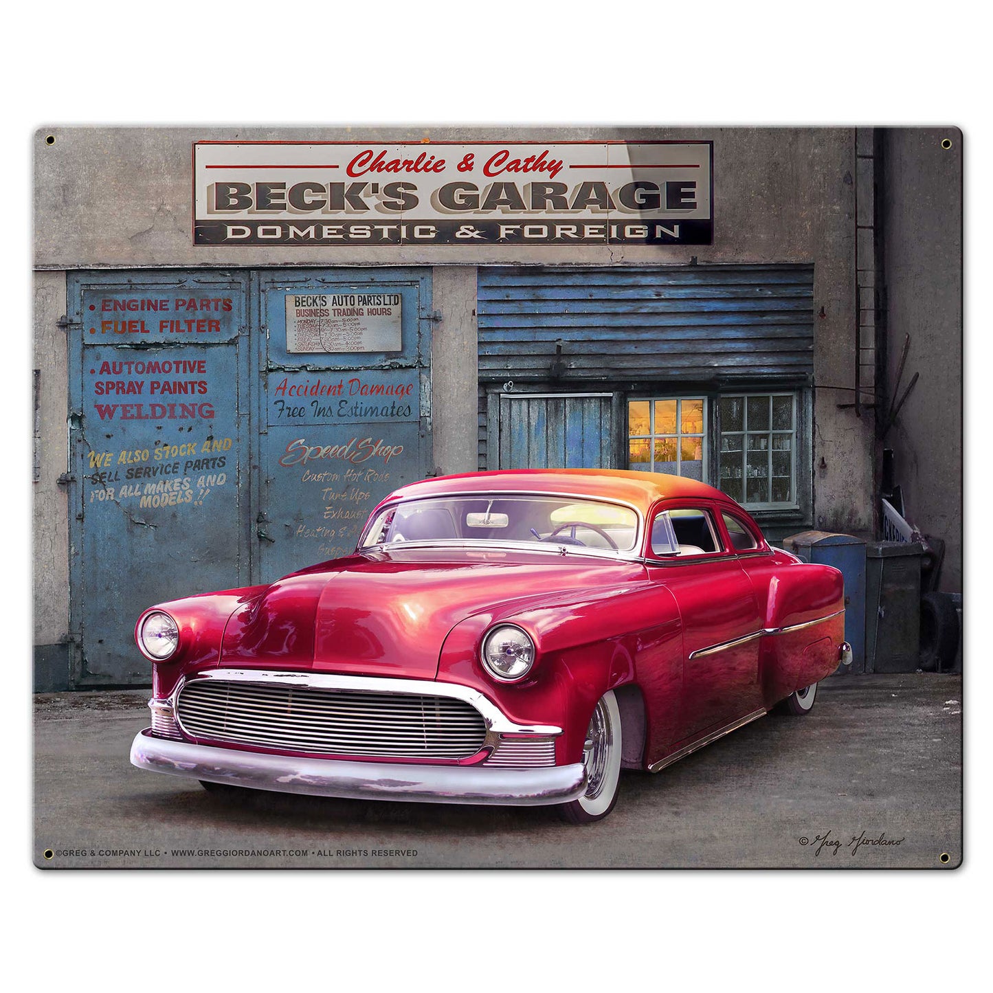 Beck's Garage Metal Sign 30in X24in
