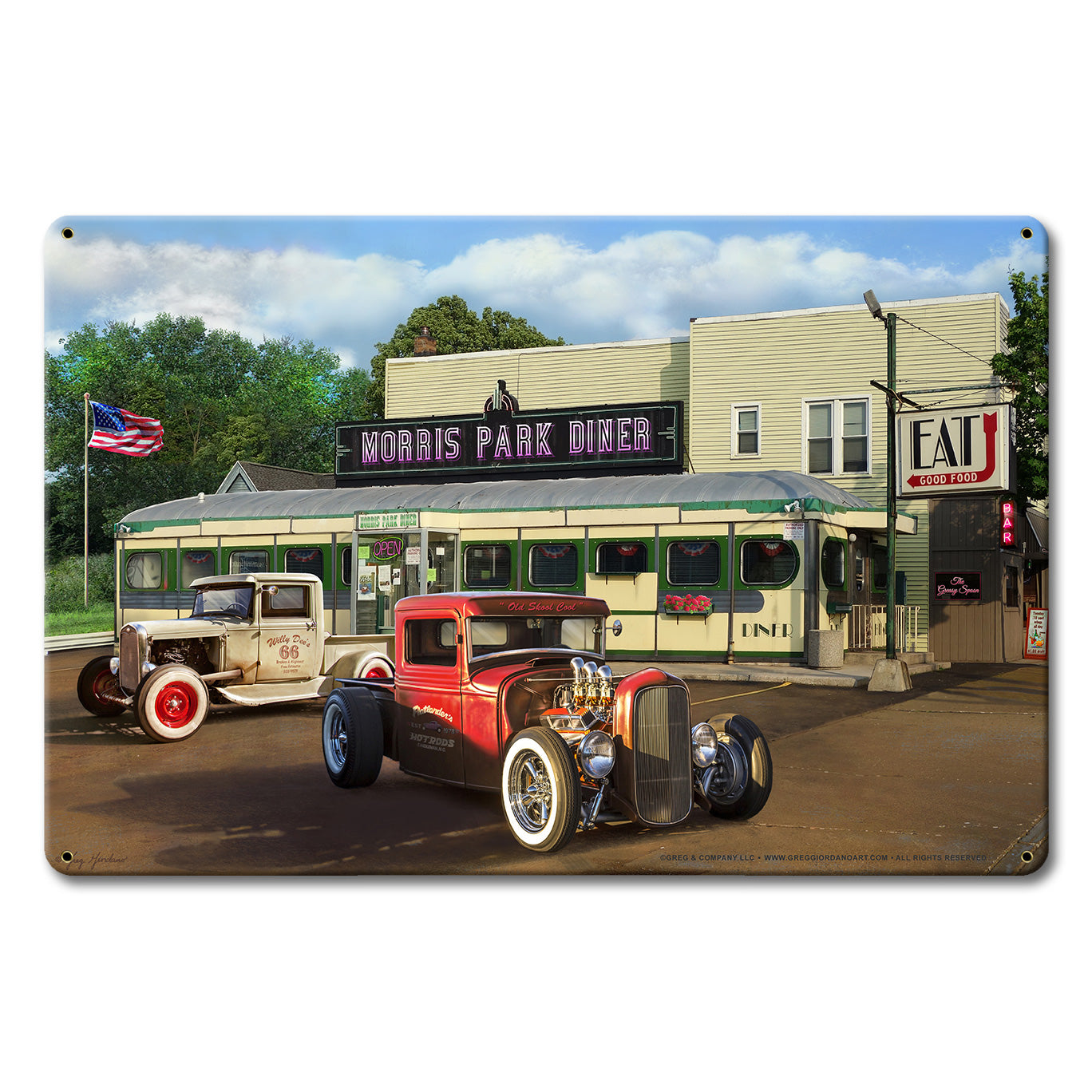 Diner and Rat Rods Metal Sign 18in X12in