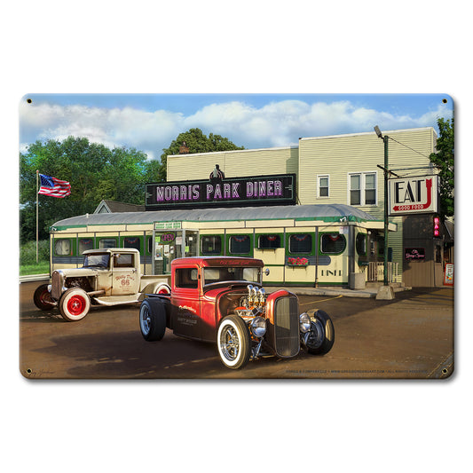 Diner and Rat Rods Metal Sign 18in X12in