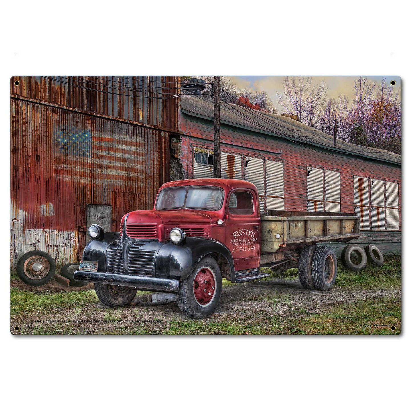 Factory Truck Metal Sign 24in X16in